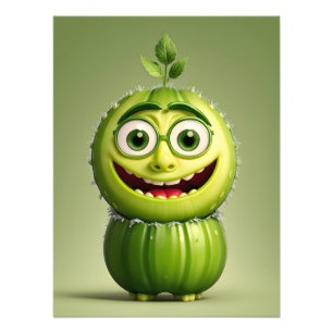 Funny cucumber character  photo print