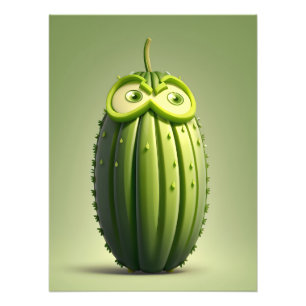 Funny cucumber character photo print