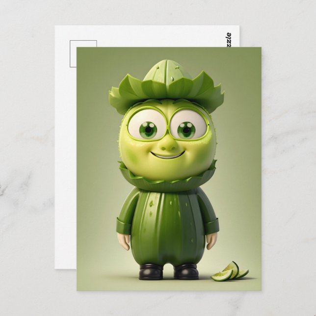 Funny cucumber character  postcard (Front/Back)