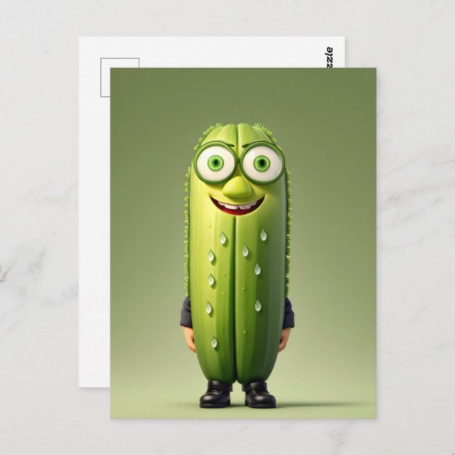 Funny cucumber character  postcard (Front/Back)