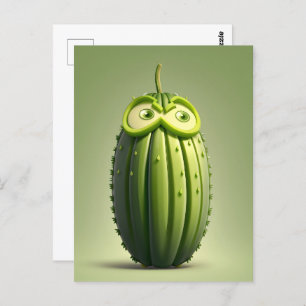 Funny cucumber character postcard