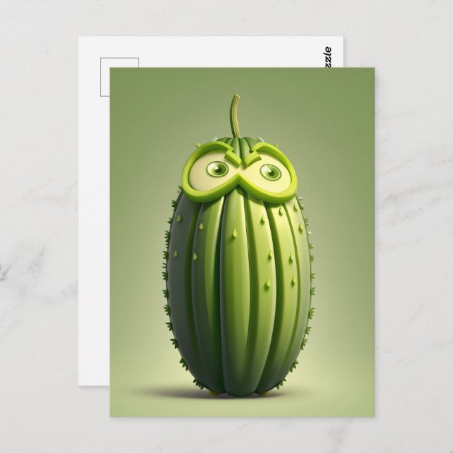 Funny cucumber character  postcard (Front/Back)