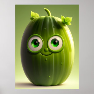 Funny cucumber character  poster
