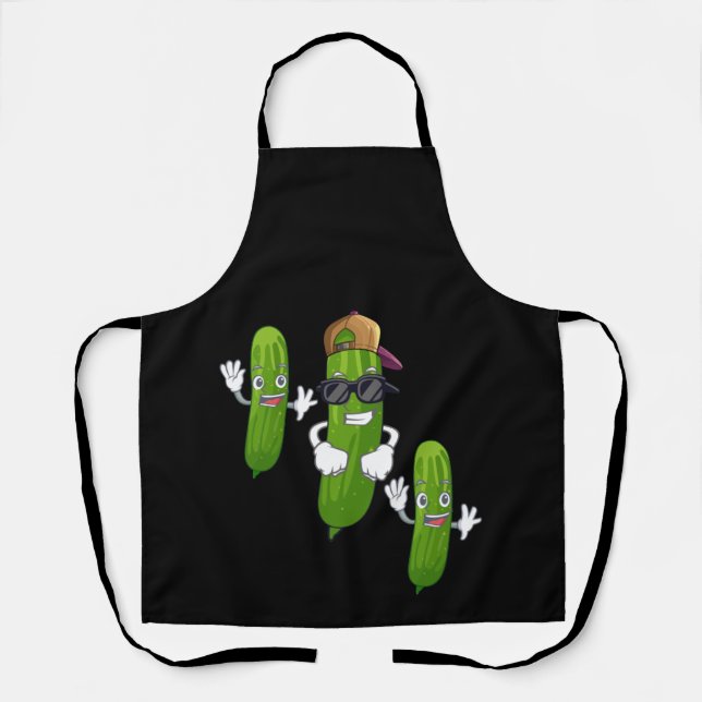 Funny Cucumber Pickle Dancing Food Apron (Front)