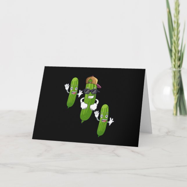Funny Cucumber Pickle Dancing Food Card (Front)