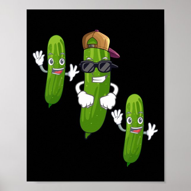 Funny Cucumber Pickle Dancing Food Poster (Front)