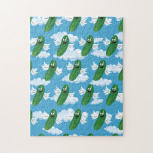 Funny Cucumber Pickles Food Humour Fantasy Emojis Jigsaw Puzzle