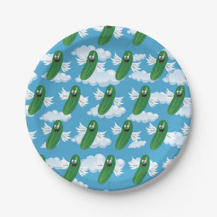 Funny Cucumber Pickles Food Humour Fantasy Emojis Paper Plate