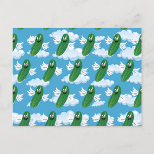 Funny Cucumber Pickles Food Humour Fantasy Emojis Postcard