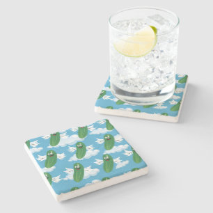 Funny Cucumber Pickles Food Humour Fantasy Emojis Stone Coaster