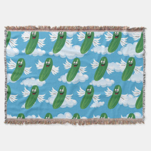 Funny Cucumber Pickles Food Humour Fantasy Emojis Throw Blanket
