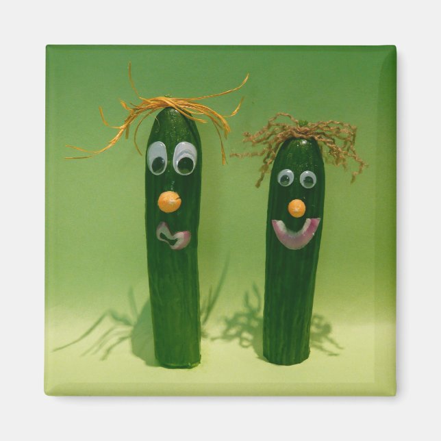 Funny Cucumbers Square Magnet (Front)