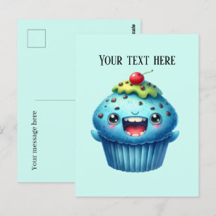 Funny cupcake lovers add text postcard