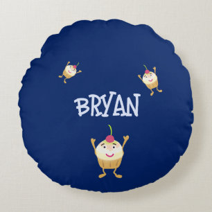 Funny cupcakes round cushion