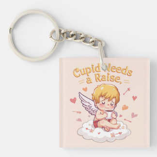 ​Funny Cupid "Cupid Needs a Raise" Cute Key Ring