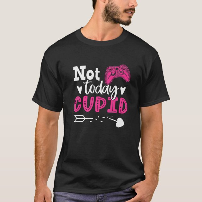 Funny Cupid Gamer Anti Valentines Day T-Shirt (Front)