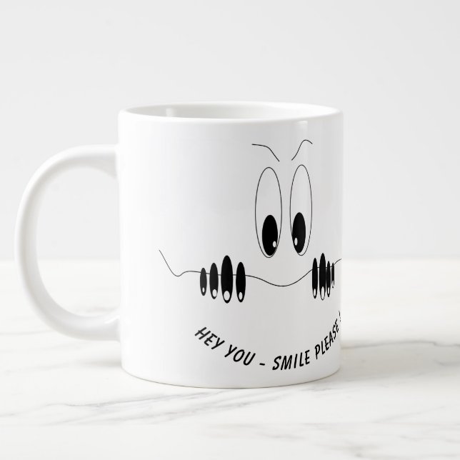 Funny Curiosity Eyes Coffee Mug Smile (Left)
