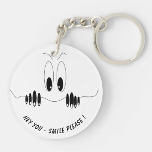 Funny Curiosity Eyes - Smile - Add Your Text/Colou Key Ring