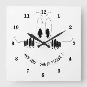 Funny Curiosity Eyes - Smile - Add Your Text/Colou Square Wall Clock