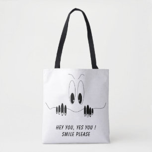Funny Curiosity Eyes - Smile - Add Your Text/Colou Tote Bag