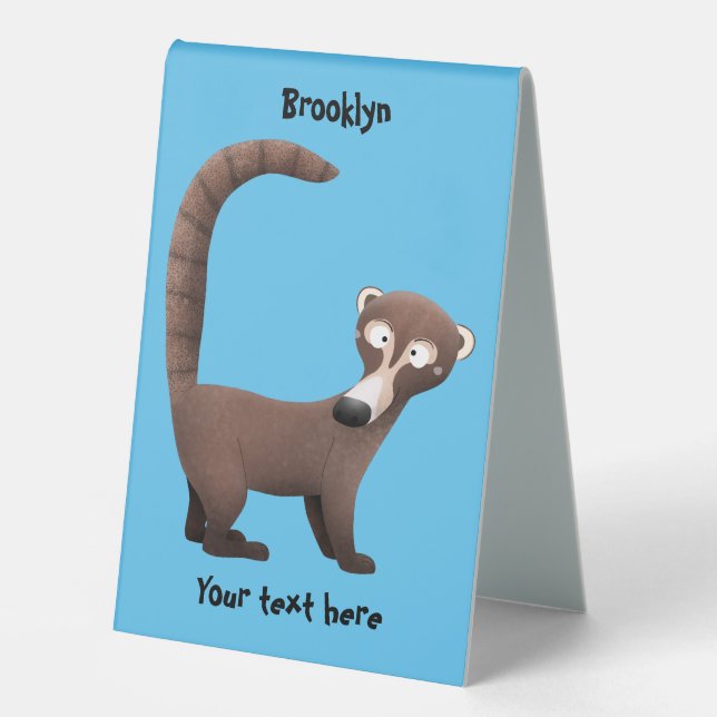 Funny curious coatimundi cartoon illustration  (Front)
