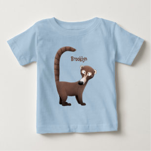 Funny curious coatimundi cartoon illustration baby T-Shirt