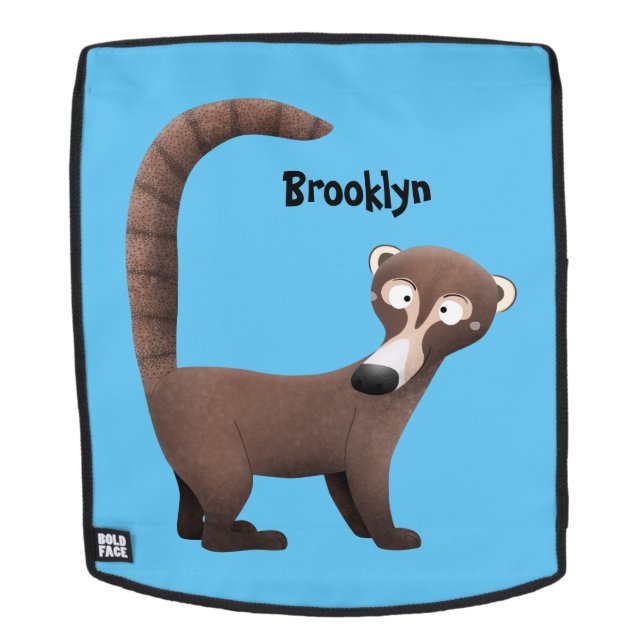 Funny curious coatimundi cartoon illustration backpack (Removable Face)