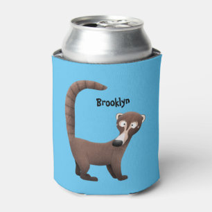 Funny curious coatimundi cartoon illustration can cooler