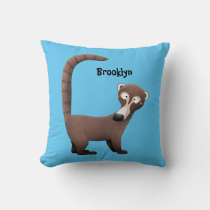 Funny curious coatimundi cartoon illustration cushion