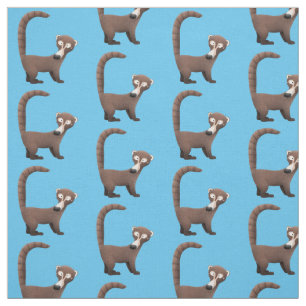 Funny curious coatimundi cartoon illustration fabric