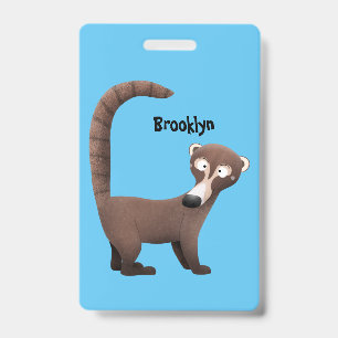 Funny curious coatimundi cartoon illustration ID badge