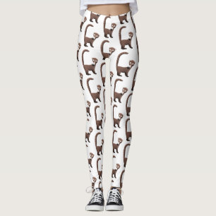 Funny curious coatimundi cartoon illustration leggings