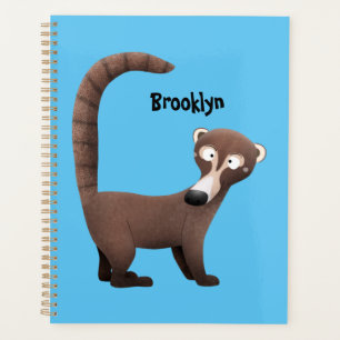 Funny curious coatimundi cartoon illustration planner