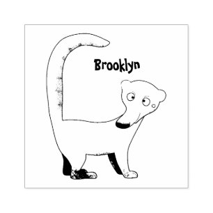 Funny curious coatimundi cartoon illustration rubber stamp