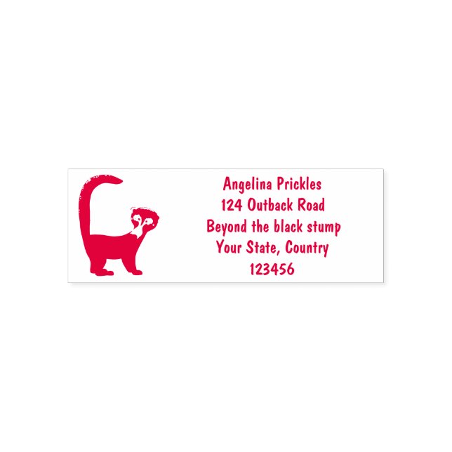 Funny curious coatimundi cartoon illustration self-inking stamp (Design)