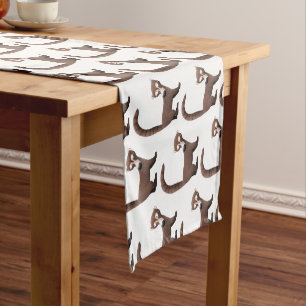 Funny curious coatimundi cartoon illustration short table runner
