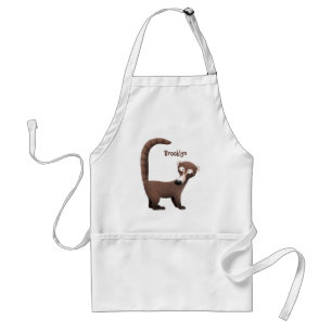 Funny curious coatimundi cartoon illustration  standard apron