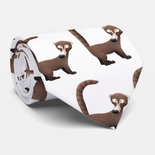 Funny curious coatimundi cartoon illustration tie