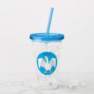 Funny curious domestic goose cartoon illustration acrylic tumbler