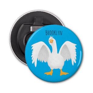 Funny curious domestic goose cartoon illustration bottle opener