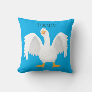 Funny curious domestic goose cartoon illustration cushion