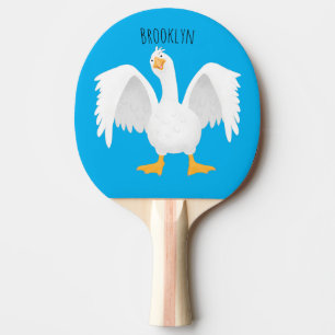 Funny curious domestic goose cartoon illustration ping pong paddle