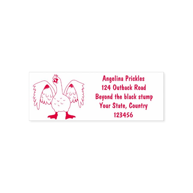 Funny curious domestic goose cartoon illustration self-inking stamp (Design)