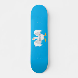 Funny curious domestic goose cartoon illustration skateboard