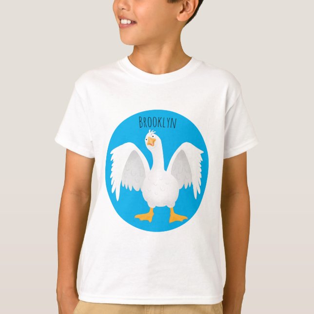 Funny curious domestic goose cartoon illustration T-Shirt (Front)