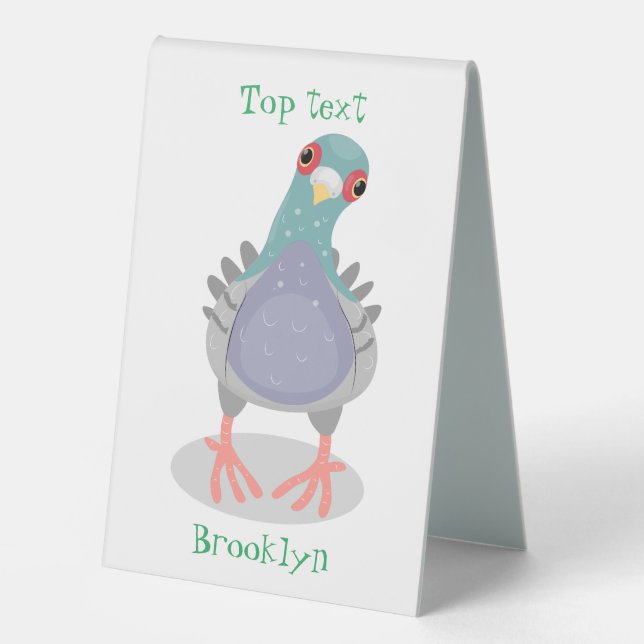 Funny curious pigeon cartoon illustration (Front)