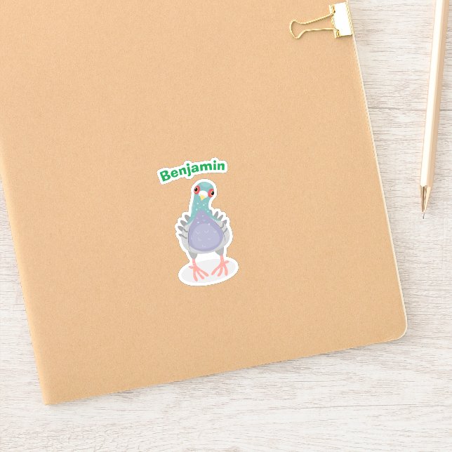 Funny curious pigeon cartoon illustration (Notebook)
