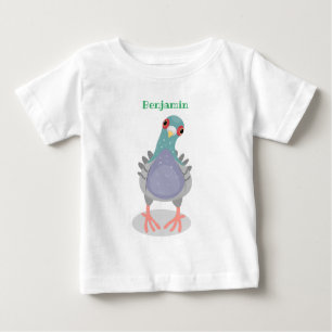 Funny curious pigeon cartoon illustration baby T-Shirt