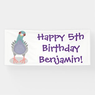 Funny curious pigeon cartoon illustration banner