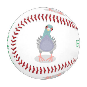 Funny curious pigeon cartoon illustration baseball